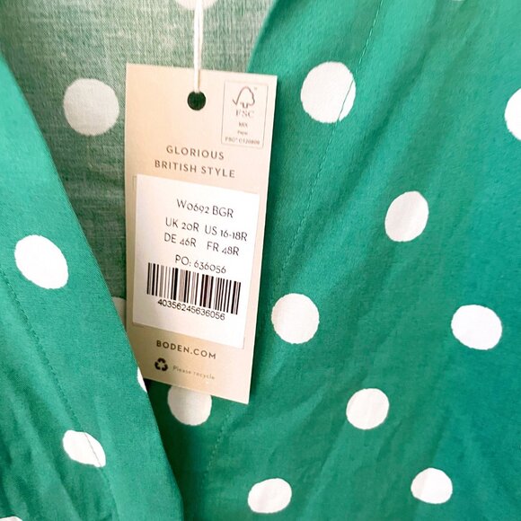 NWT Boden Women's Short Sleeve Shirt Dress, Size 16/18 - Picture 4 of 6